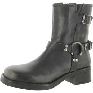 Steve Madden Womens BRIXTON Black Leather Motorcycle Boots Shoes NWT